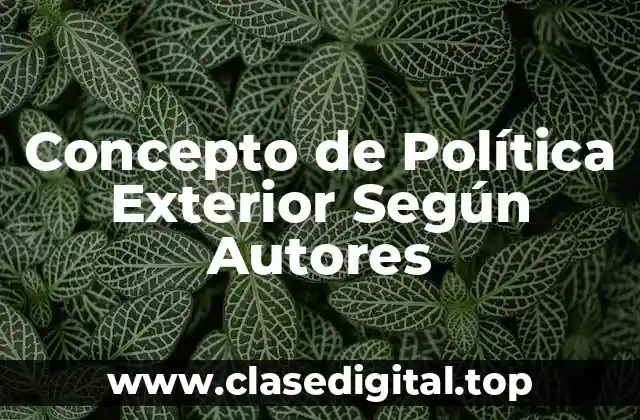 Concepto de Política Exterior Según Autores
