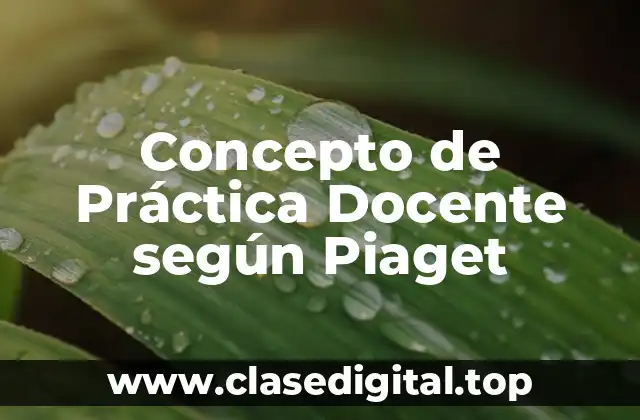 ✅ Concepto de Práctica Docente según Piaget