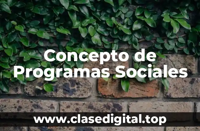 Concepto de Programas Sociales