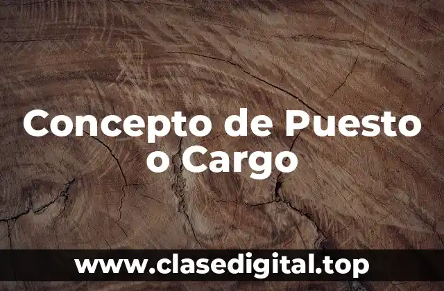 Concepto de Puesto o Cargo