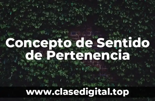 Concepto de Sentido de Pertenencia