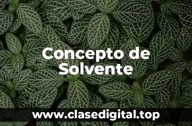 📗 Concepto de Solvente