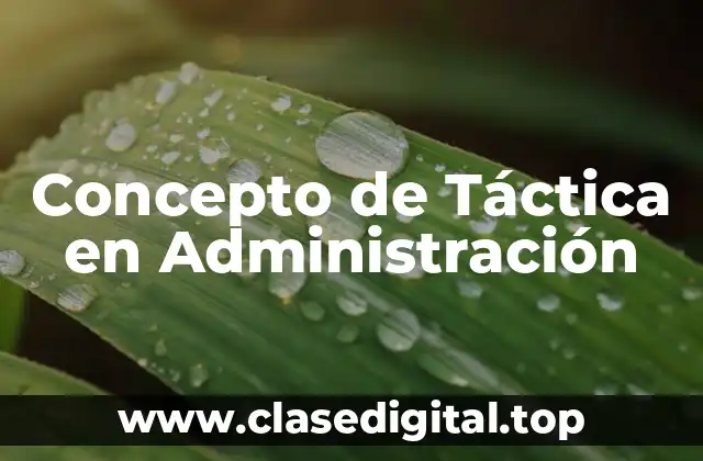 Concepto de Táctica en Administración