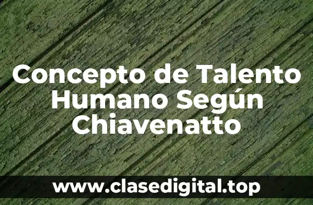 Concepto de Talento Humano Según Chiavenatto