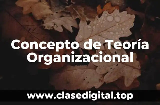 📗 Concepto de Teoría Organizacional