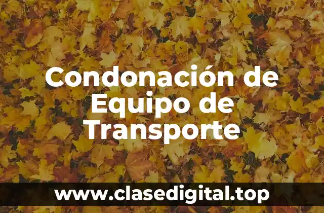 Condonación de Equipo de Transporte
