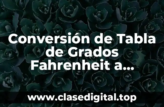 Conversión de Tabla de Grados Fahrenheit a Centígrados