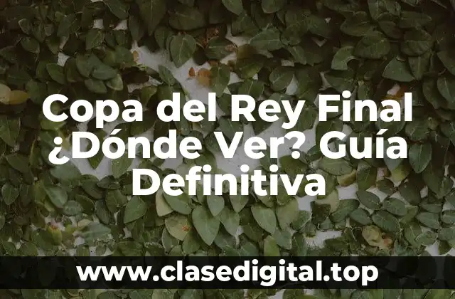 Copa del Rey Final ¿Dónde Ver? Guía Definitiva