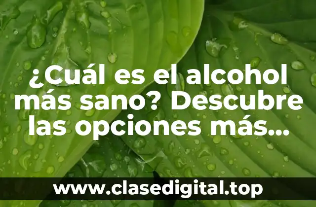 ¿Cuál es el alcohol más sano? Descubre las opciones más saludables