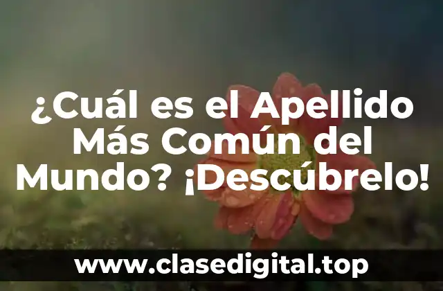¿Cuál es el Apellido Más Común del Mundo? ¡Descúbrelo!