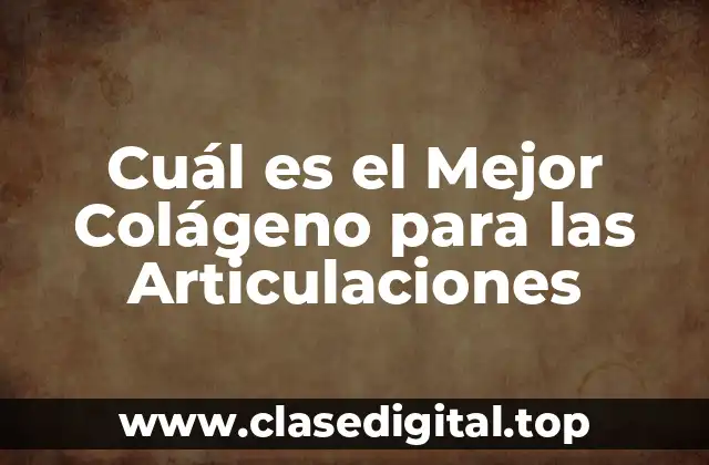 Cuál es el Mejor Colágeno para las Articulaciones
