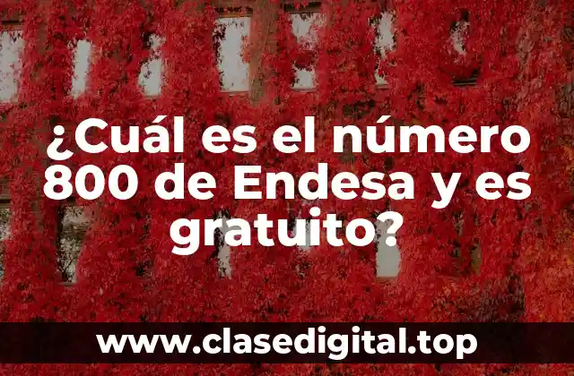 ¿Cuál es el número 800 de Endesa y es gratuito?