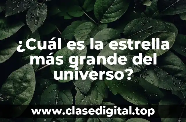 ¿Cuál es la estrella más grande del universo?