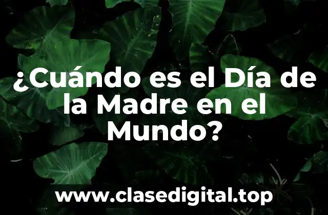 ¿Cuándo es el Día de la Madre en el Mundo?