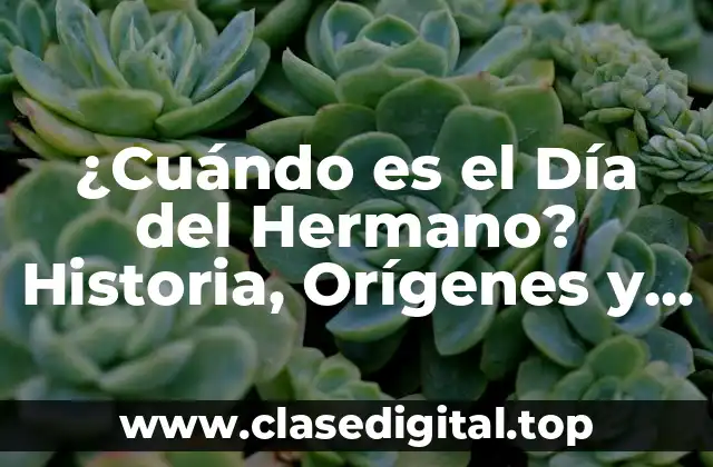 ¿Cuándo es el Día del Hermano? Historia, Orígenes y Tradiciones