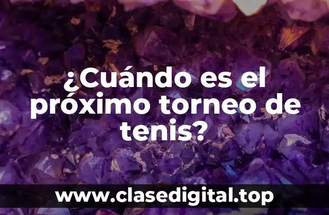 ¿Cuándo es el próximo torneo de tenis?