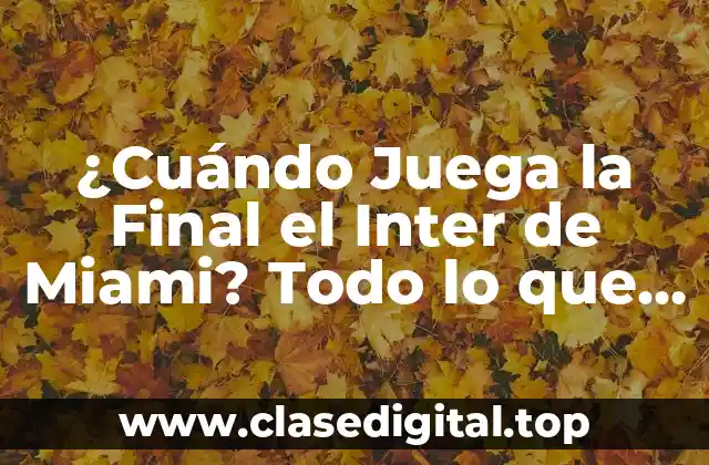 ¿Cuándo Juega la Final el Inter de Miami? Todo lo que Debes Saber