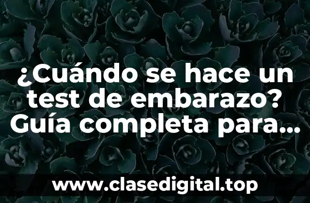 ¿Cuándo se hace un test de embarazo? Guía completa para mujeres embarazadas