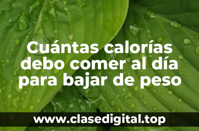 Cuántas calorías debo comer al día para bajar de peso