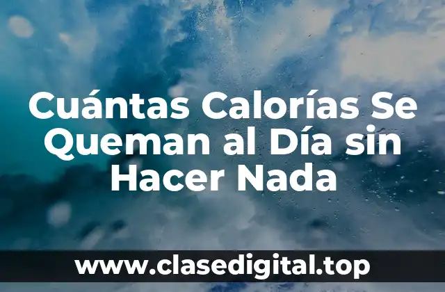 Cuántas Calorías Se Queman al Día sin Hacer Nada