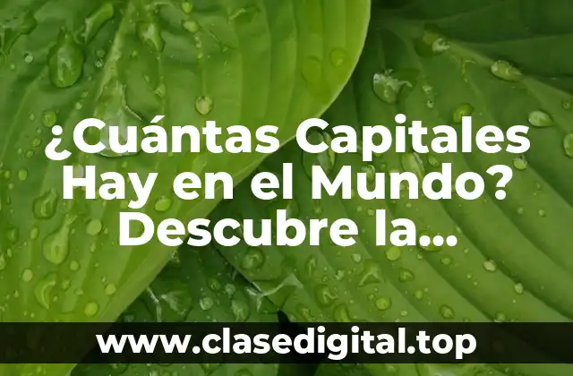 ¿Cuántas Capitales Hay en el Mundo? Descubre la Respuesta Exacta