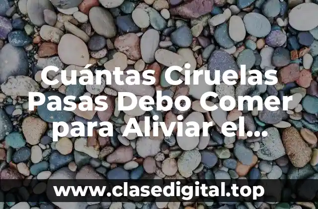 Cuántas Ciruelas Pasas Debo Comer para Aliviar el Estreñimiento