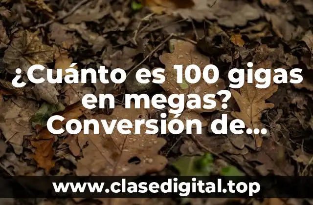 ¿Cuánto es 100 gigas en megas? Conversión de unidades de almacenamiento de datos