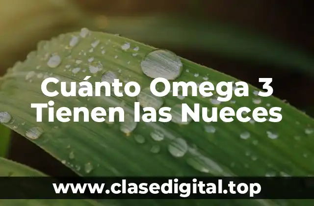 Cuánto Omega 3 Tienen las Nueces