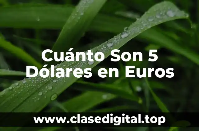 Cuánto Son 5 Dólares en Euros