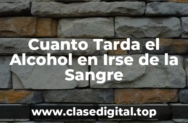 Cuanto Tarda el Alcohol en Irse de la Sangre