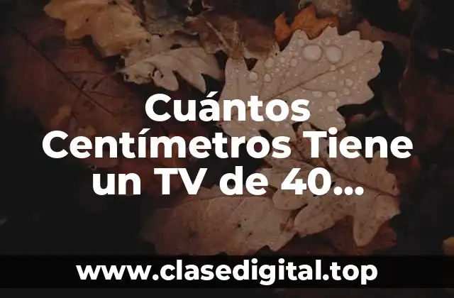 Cuántos Centímetros Tiene un TV de 40 Pulgadas