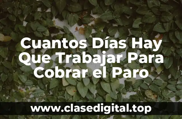 ¿Cuántos Días de Trabajo Se Requieren para Cobrar el Paro?