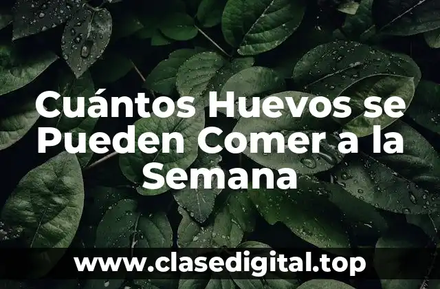 Cuántos Huevos se Pueden Comer a la Semana