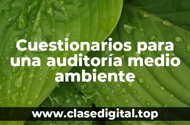 Cuestionarios para una auditoría medio ambiente