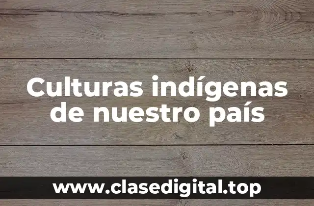 Culturas indígenas de nuestro país