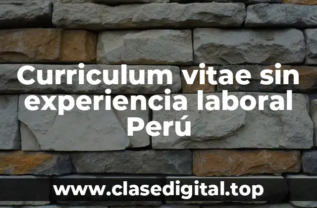 Curriculum vitae sin experiencia laboral Perú