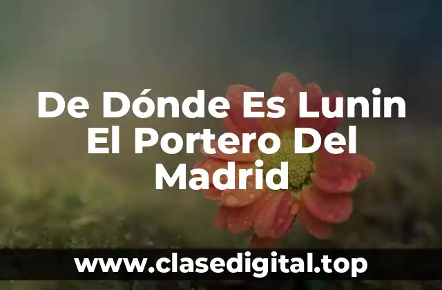 De Dónde Es Lunin El Portero Del Madrid