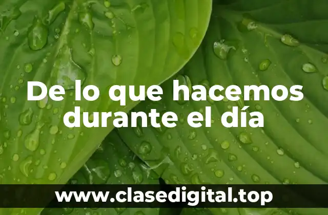 De lo que hacemos durante el día