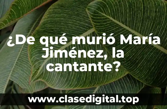 ¿De qué murió María Jiménez, la cantante?
