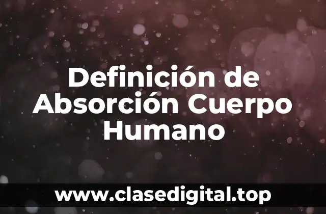 Definición de Absorción Cuerpo Humano