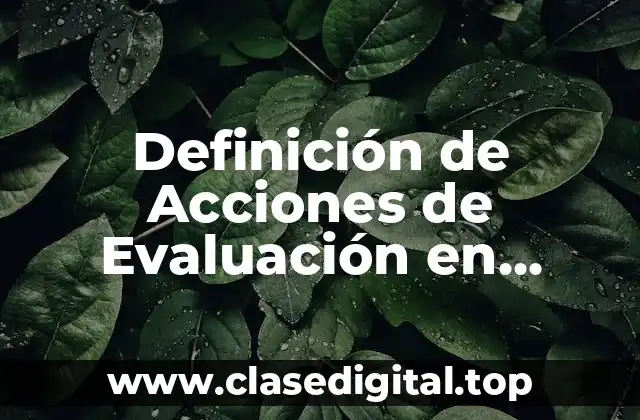 Definición de Acciones de Evaluación en Preescolar