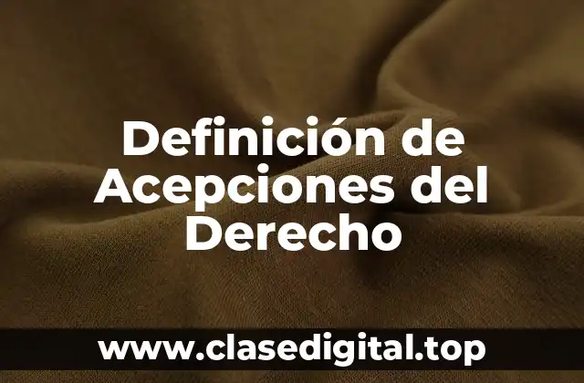 Definición Técnica de Definición de Acepciones del Derecho