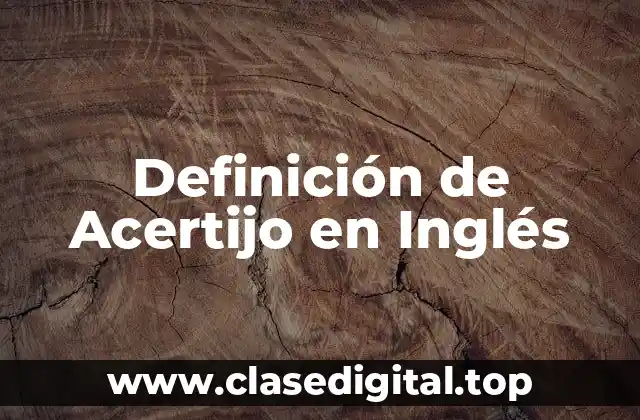 Definición de Acertijo en Inglés