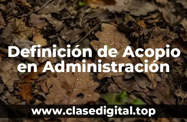Definición técnica de Acopio en Administración