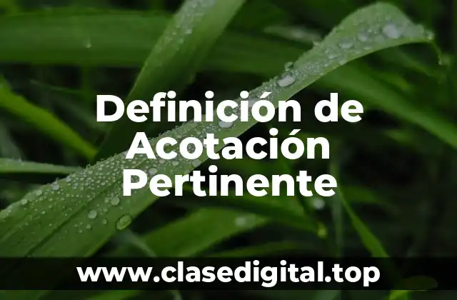 Definición de Acotación Pertinente