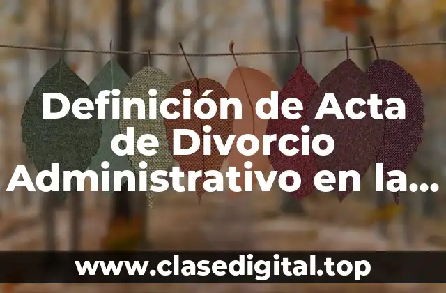 Definición de Acta de Divorcio Administrativo en la CDMX