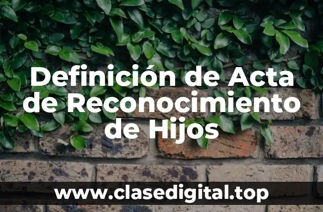Definición de Acta de Reconocimiento de Hijos
