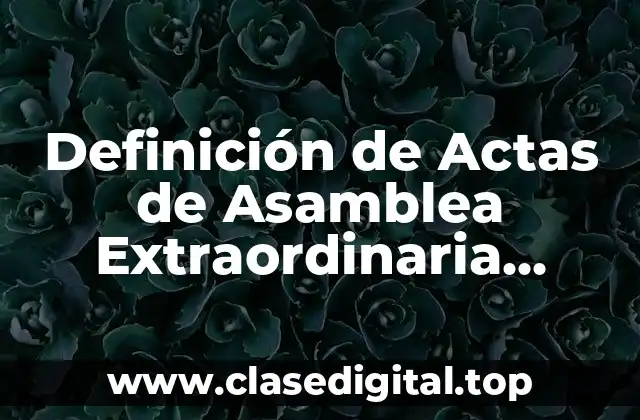 Definición de Actas de Asamblea Extraordinaria Aportación de Capital