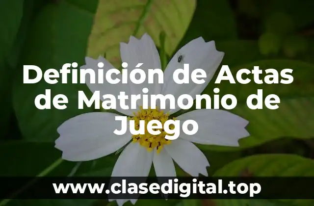 Definición de Actas de Matrimonio de Juego