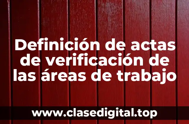 Definición de actas de verificación de las áreas de trabajo